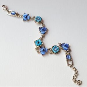 Blue Mosaic, Catseye Bead Style - Vintage Bracelet //  7"-9"